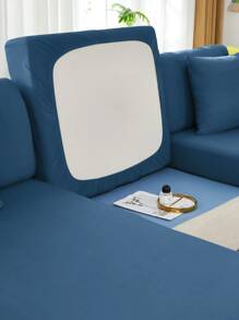 1pc Solid Stretchy Sofa Seat Cover - Blue - View 4