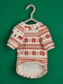 聖誕麋鹿印花寵物運動衫 - 彩色 - 查看 5