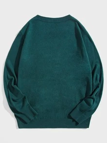 Manfinity Men Ugly Christmas Santa & Letter Pattern Jumper - Teal Blue - View 2