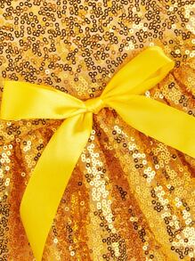 1pc Bow & Sequin Decor Pet Dress - Gold - View 6