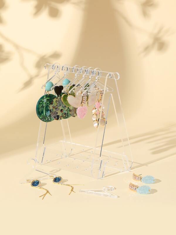 1pc Clear Jewelry Storage Rack, Hanger Design Earrings Rack For Table