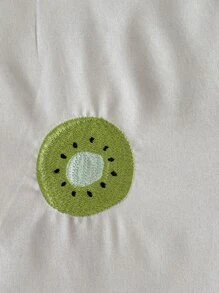Kiwi Fruit Embroidery Bedspread - Light Grey - View 2