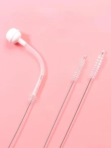 3pcs Stainless Steel Straw Cleaning Brush - Silver - View 2