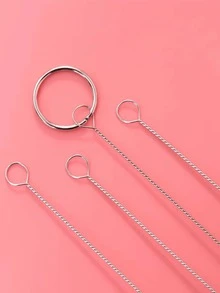 3pcs Stainless Steel Straw Cleaning Brush - Silver - View 7