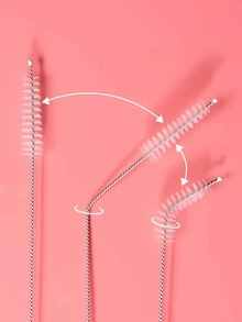 3pcs Stainless Steel Straw Cleaning Brush - Silver - View 6