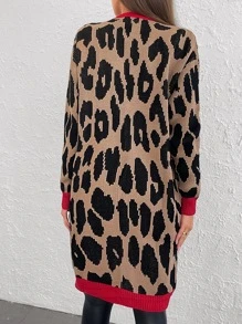 RueChic Leopard Pattern Open Front Cardigan - Multicolor - View 2