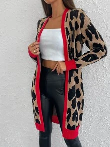 RueChic Leopard Pattern Open Front Cardigan - Multicolor - View 4
