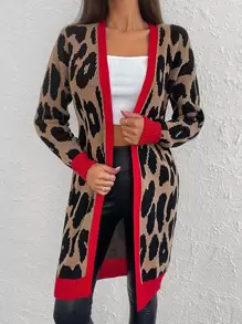 RueChic Leopard Pattern Open Front Cardigan - Multicolor - View 5