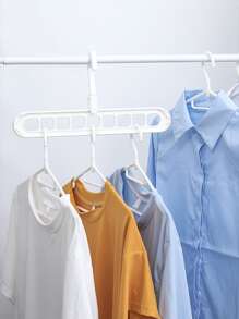 1pc Plain Plastic Multi-hole Hanger,Simple White Space Saving Rotating Magic Hanger With 9 Holes - White - View 4