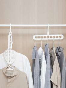 1pc Plain Plastic Multi-hole Hanger,Simple White Space Saving Rotating Magic Hanger With 9 Holes - White - View 5