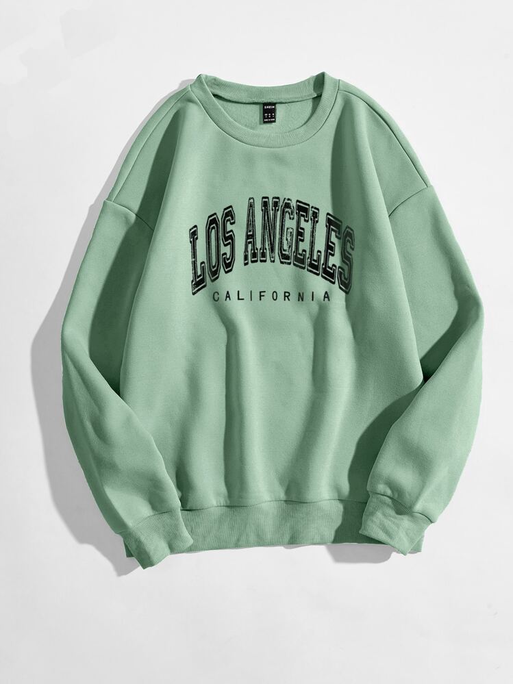 Chiquease סווטשירט כיתוב גרפי למידות גדולות - ירוק מנטה - ראה 1