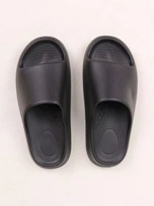 Men Minimalist Single Band Slides - Black - View 6