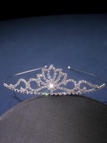 Diadema de boda con diamante de imitación con diseño de corona - Plateado - Ver 1