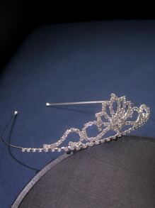 Diadema de boda con diamante de imitación con diseño de corona - Plateado - Ver 3