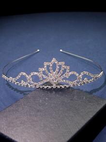 Diadema de boda con diamante de imitación con diseño de corona - Plateado - Ver 4