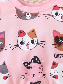 Bé Áo nỉ Hoạt hình Lá thư Giải trí - Hồng - Xem 3