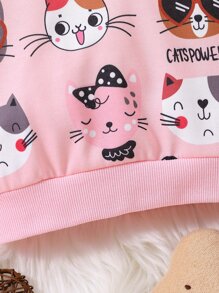 Bé Áo nỉ Hoạt hình Lá thư Giải trí - Hồng - Xem 5