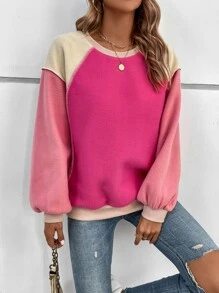 SHEIN LUNE 撞色主教袖套头卫衣，秋季款 - 彩色 - 查看 5