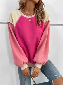 SHEIN LUNE 撞色主教袖套头卫衣，秋季款 - 彩色 - 查看 6