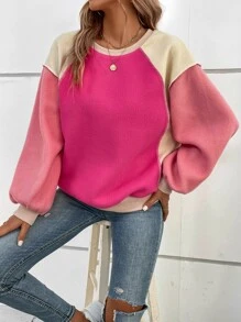 SHEIN LUNE 撞色主教袖套头卫衣，秋季款 - 彩色 - 查看 1