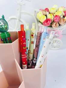 6pcs/set European And American Christmas Style Retractable Ballpoint Pen, Random Color - Multicolor - View 1