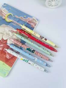 6pcs/set European And American Christmas Style Retractable Ballpoint Pen, Random Color - Multicolor - View 2