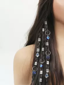 16个恶魔之眼编织发圈，女士时尚发夹编织发饰，学习用品，发夹 - 銀色 - 查看 5