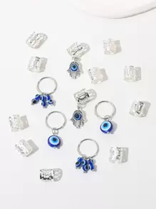 16个恶魔之眼编织发圈，女士时尚发夹编织发饰，学习用品，发夹 - 銀色 - 查看 2