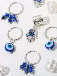 16个恶魔之眼编织发圈，女士时尚发夹编织发饰，学习用品，发夹 - 銀色 - 查看 4