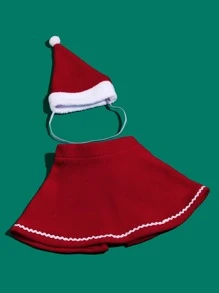 1 套/2 件聖誕寵物帽和斗篷,中小型犬冬季保暖服裝