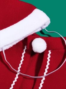 1 套/2 件聖誕寵物帽和斗篷,中小型犬冬季保暖服裝