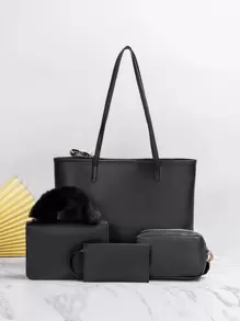 Impermeabile, leggera, business casual, set di borse a spalla con decorazione a sciarpa sottile in metallo e grande capacità da 4 pezzi, la migliore borsa da lavoro per donne, ragazze adolescenti, studenti universitari, principianti e impiegati, perfetta per ufficio, università, lavoro, affari, spostamenti