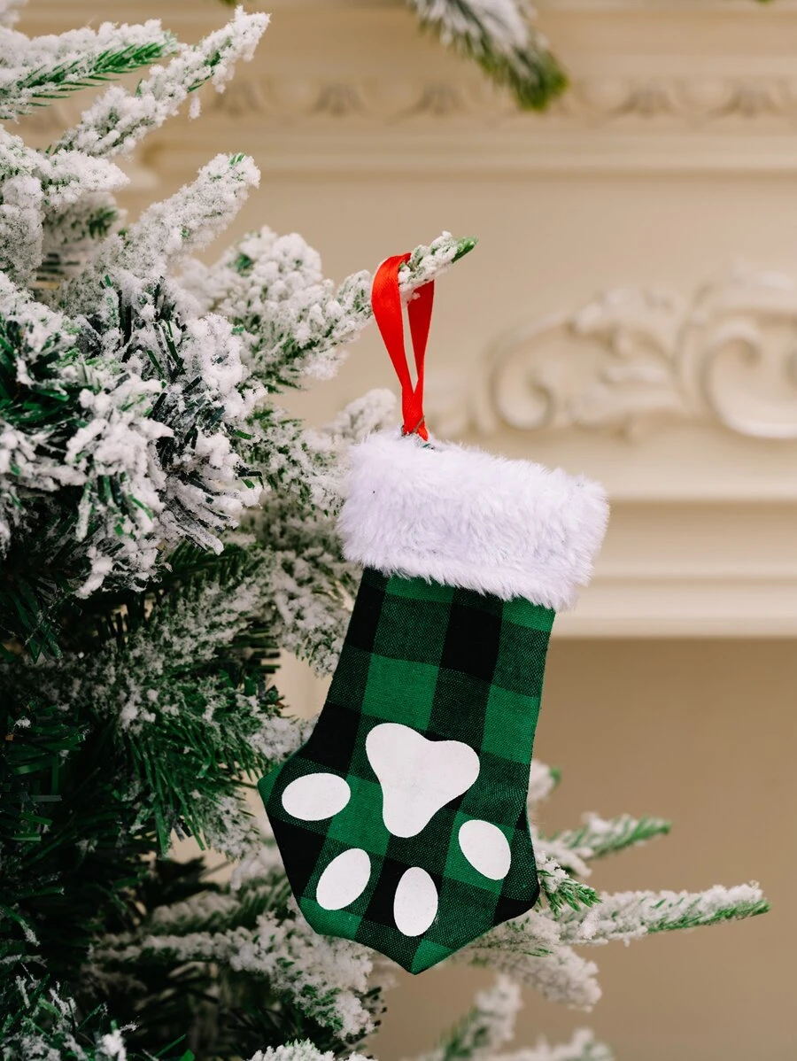 1PC Christmas Cat Paw Tableware Knife And Fork Bag Pouche For Dinner Table, Holiday Tableware, Party Supplies, Festive Design, Lightweight Pouches, Durable Material, Utensil Holders, Tableware Covers, Christma Stocking For Cat, Cat Christma Stocking, Cat Stocking - Multicolor - View 1