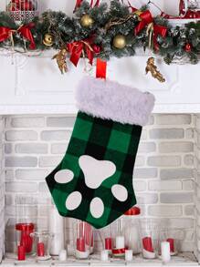 1PC Christmas Cat Paw Tableware Knife And Fork Bag Pouche For Dinner Table, Holiday Tableware, Party Supplies, Festive Design, Lightweight Pouches, Durable Material, Utensil Holders, Tableware Covers, Christma Stocking For Cat, Cat Christma Stocking, Cat Stocking - Multicolor - View 2