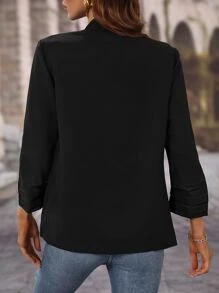 Chiquease Solid Open Front Blazer - Black - View 2