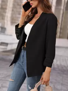 Chiquease Solid Open Front Blazer - Black - View 5