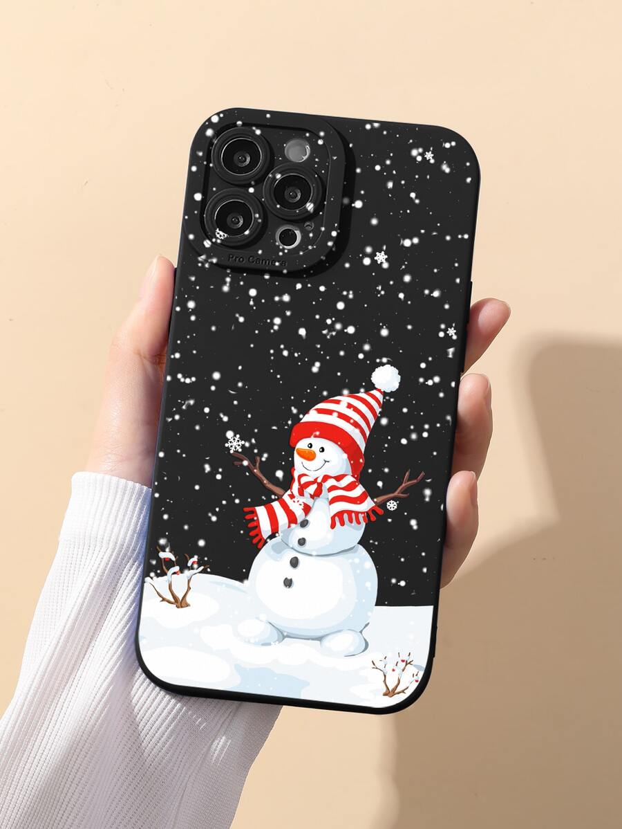 Funda de teléfono con muñeco de nieve de dibujos animados
