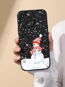 Funda de teléfono con muñeco de nieve de dibujos animados