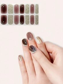 1張閃粉美甲貼紙＆1支指甲修甲文件，指甲貼紙DIY套件 - 彩色 - 查看 1