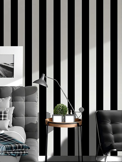 1m/3m/5m Zwart Wit Stripe Wallpaper Self Adhesive Contact Paper Home Cabinets, Desks, Chairs Room Backgrounds, Renovation Stickers Peel Wand Panels, Paper, Wallpapers, ation Items Refresh Your Home, Festival Birthday Graduation