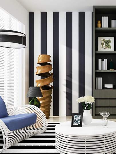 1m/3m/5m Zwart Wit Stripe Wallpaper Self Adhesive Contact Paper Home Cabinets, Desks, Chairs Room Backgrounds, Renovation Stickers Peel Wand Panels, Paper, Wallpapers, ation Items Refresh Your Home, Festival Birthday Graduation view 2