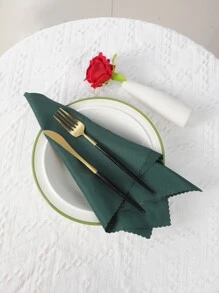 4入組素色吸水餐巾 - 墨綠色 - 查看 2