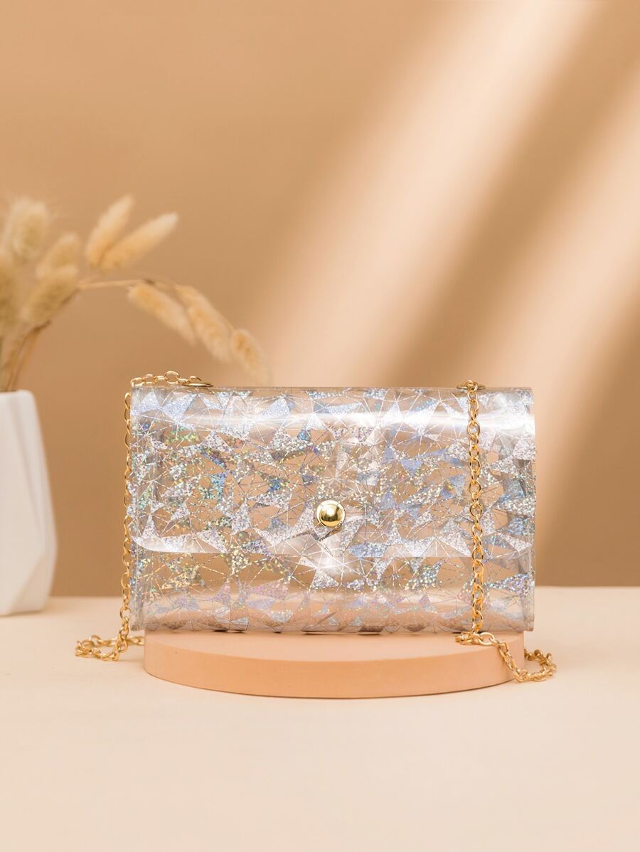 Túi Crossbody Nữ long lanh Hình học Chuỗi Đúng mốt - Trong sáng - Xem 1