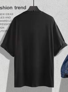 Claim Dot Men Slogan Graphic Drop Shoulder Oversized Tee - Black - View 2