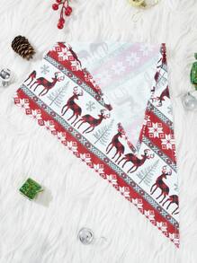 Single Layer Pet Triangle Christmas Santa Claus Bib - Multicolor - View 3