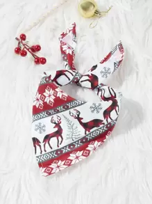 Single Layer Pet Triangle Christmas Santa Claus Bib - Multicolor - View 2