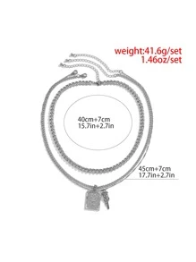 时尚流行 3 件男士花朵和矩形吊坠项链，可作为珠宝礼物，打造时尚外观，适合情人节、妈妈、母亲、母亲节、礼物