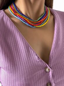 7入組極簡風格串珠項鏈 - 彩色 - 查看 4
