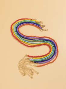 7入組極簡風格串珠項鏈 - 彩色 - 查看 7