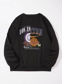 男士字母圖案運動衫 - 黑色 - 查看 1